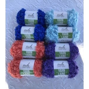Needle Crafters Fluffy Fancy  yarn, Grape, lot of 8 Skeins (65 yds ea)